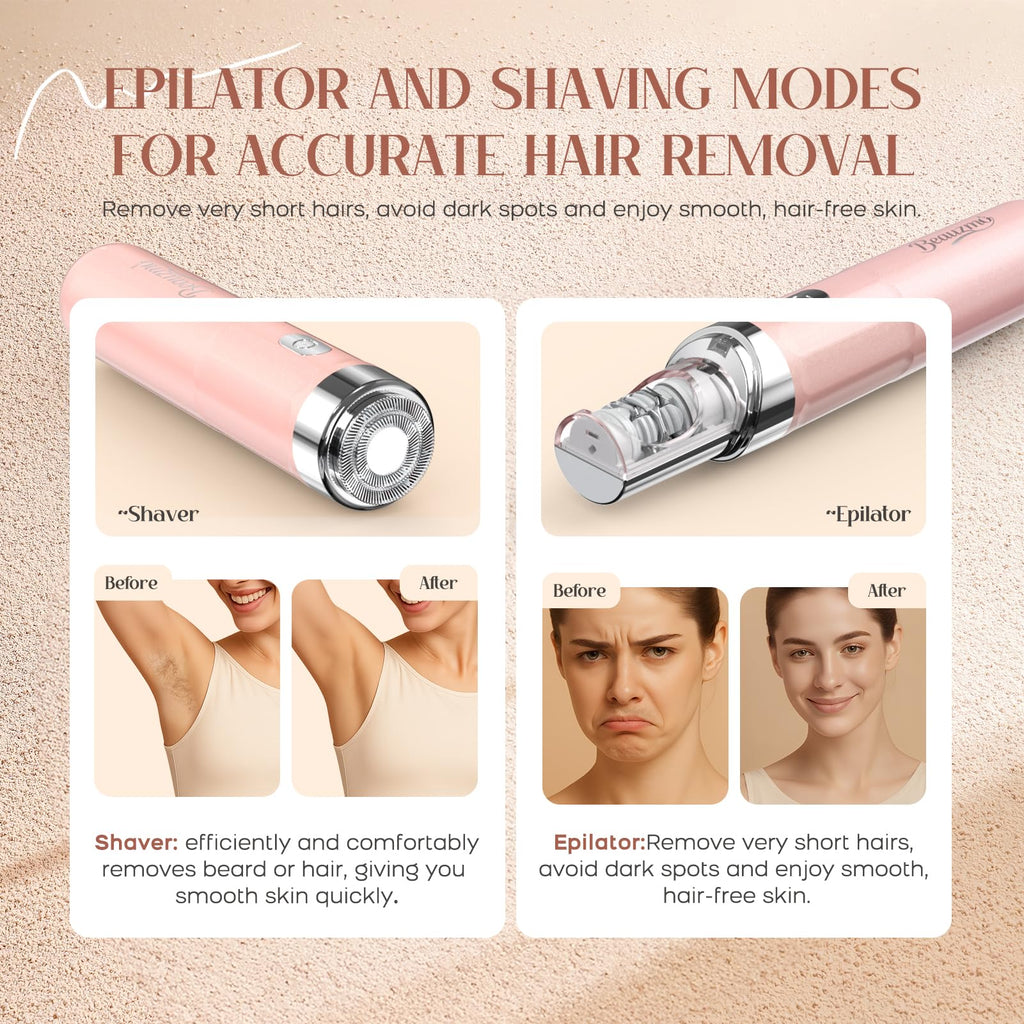2-in-1 USB Rechargeable Electric Facial Hair Remover with LED Light V4577