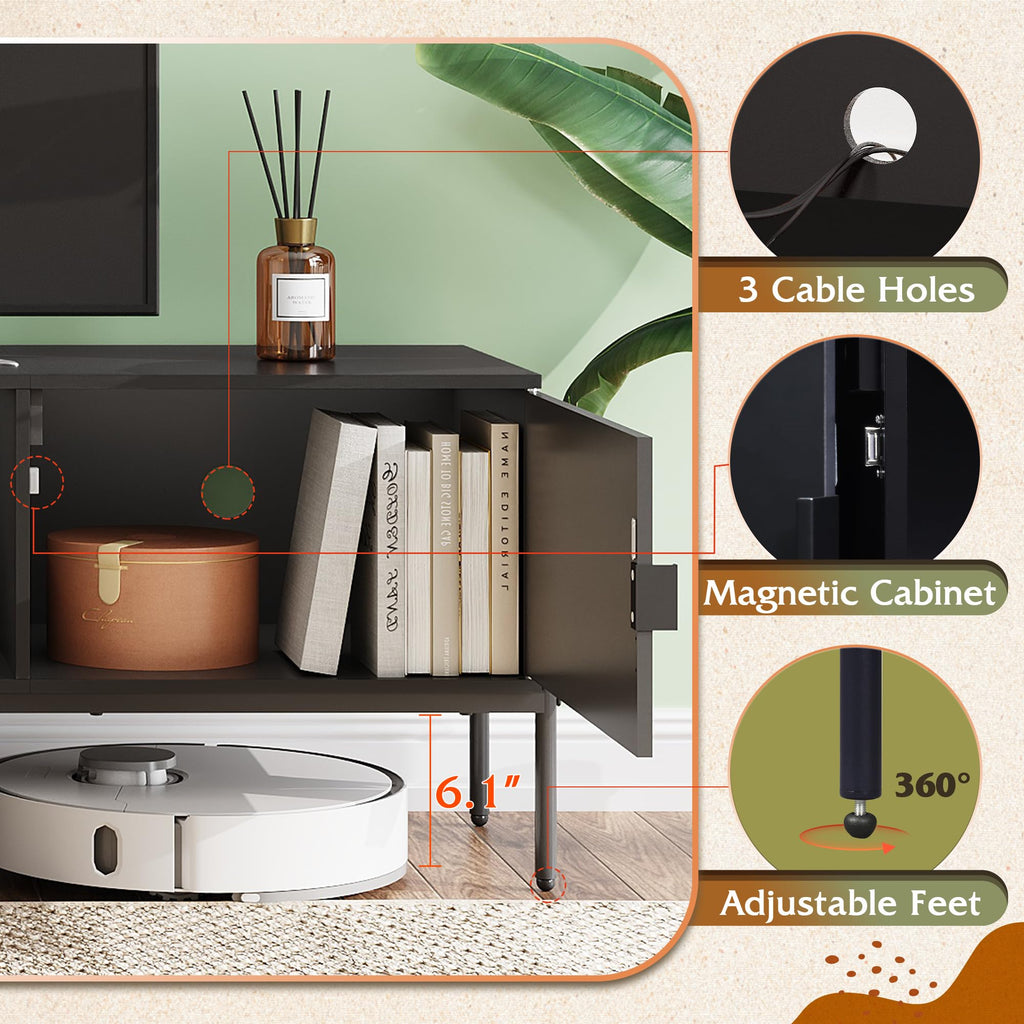 Black TV Stand with Metal Legs Z418