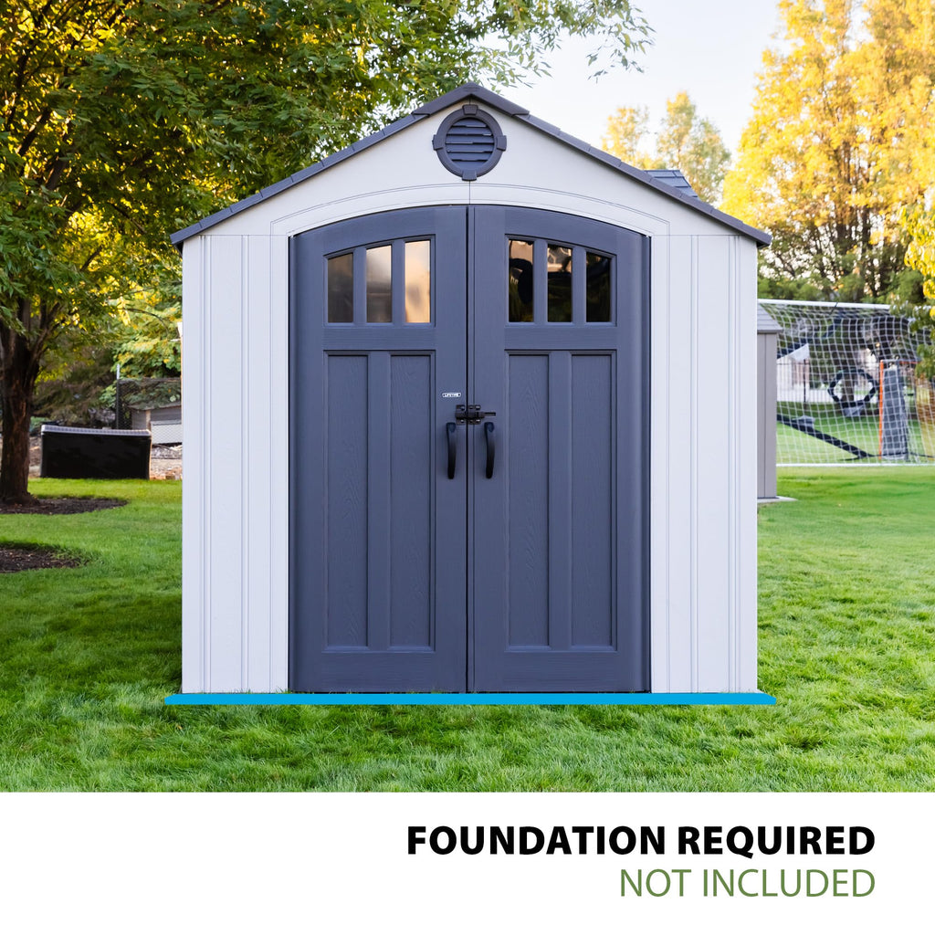 10x8 Ft Gray Resin Outdoor Storage Shed with Double Doors I8165