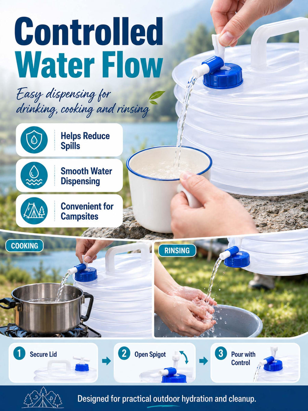 Collapsible 10L Water Container with Spigot I23060