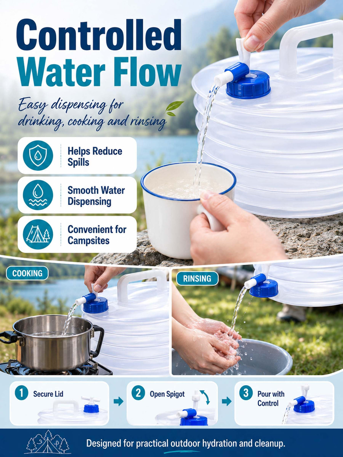 Collapsible 10L Water Container with Spigot I23060