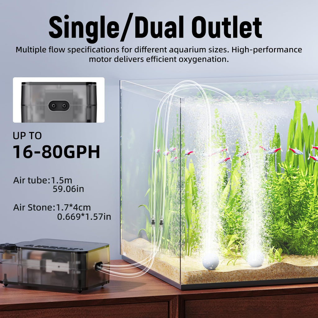 Aquarium Air Pump with Air Stone Bubbler Z11478