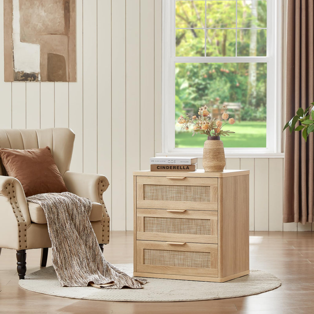 Rattan 23" Nightstands Set of 2 with Drawers O118679