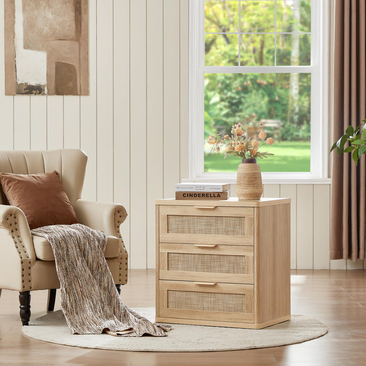Rattan 23" Nightstands Set of 2 with Drawers O118679