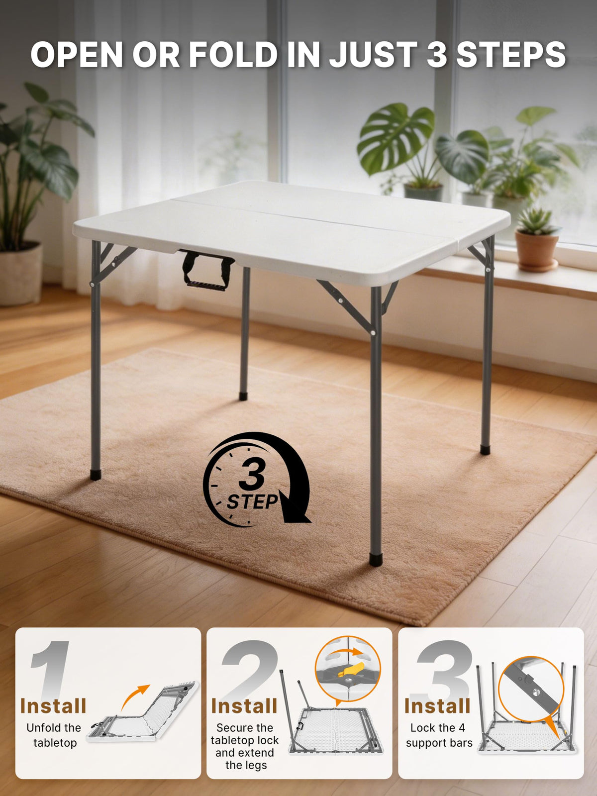 34" White Folding Card Table J498685