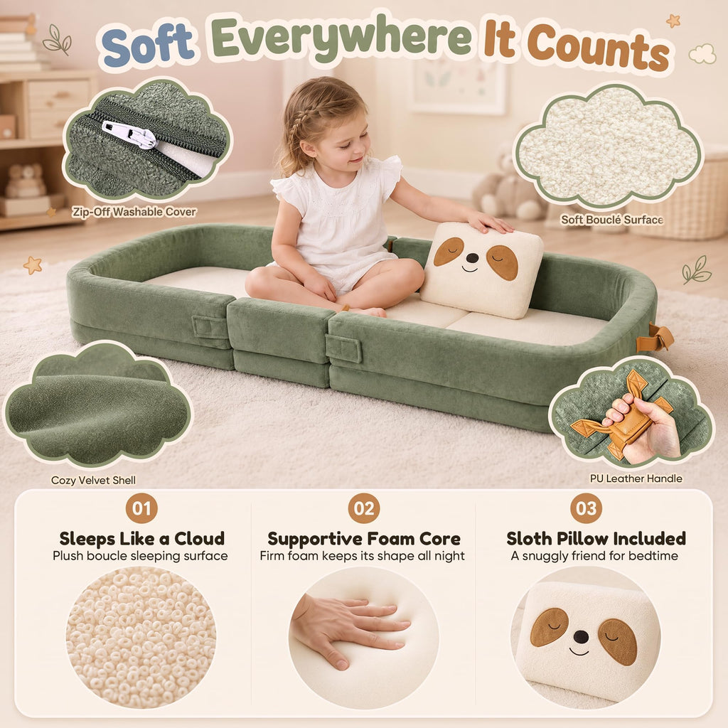 Foldable Portable Toddler Travel Bed with Pillow J1411