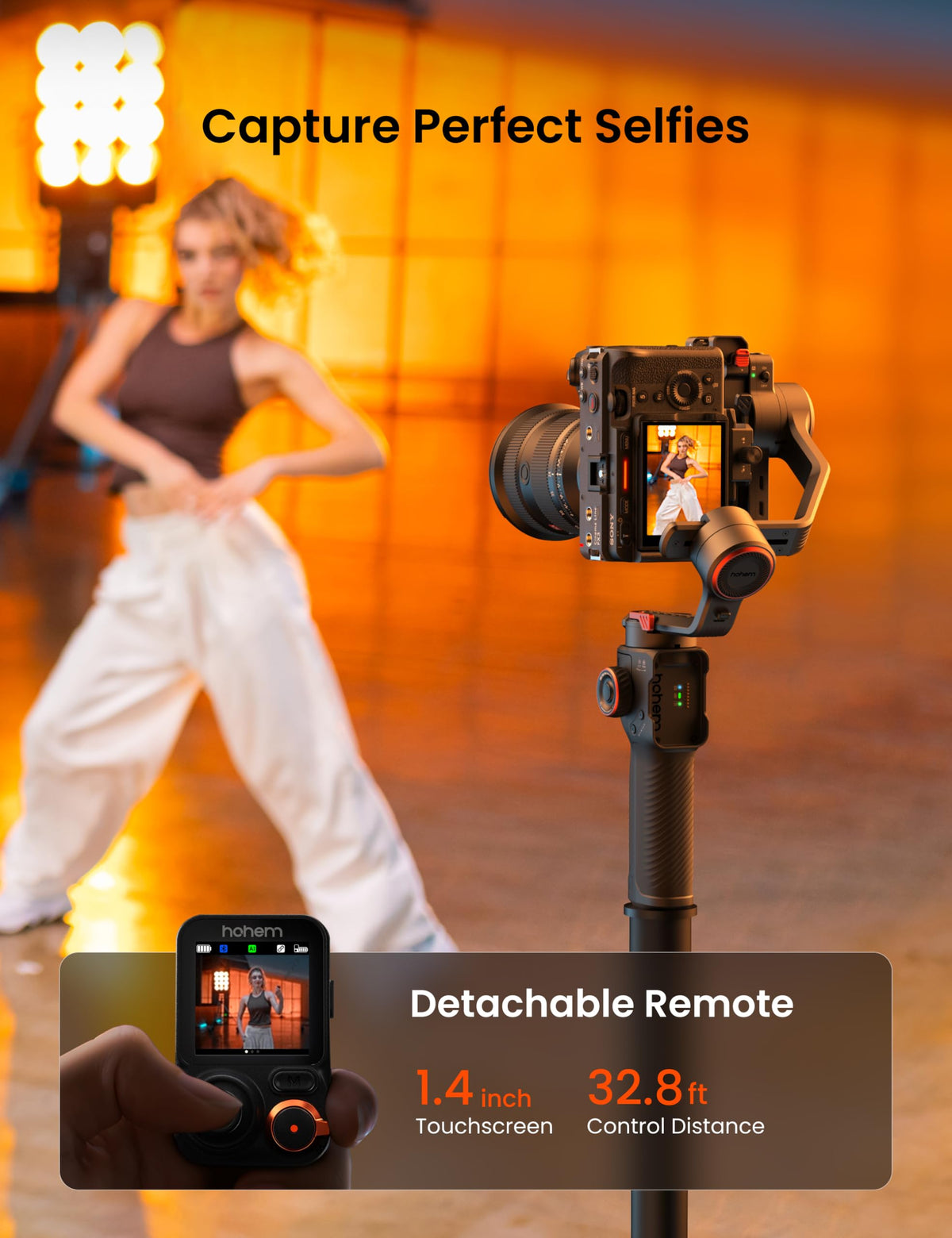 3-Axis Gimbal Stabilizer with AI Tracker and Detachable Touchscreen Control C4397