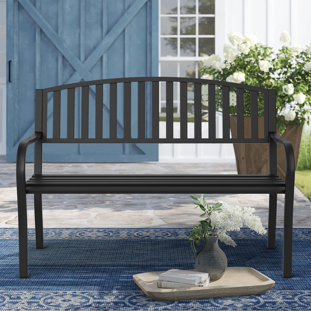 Weatherproof Heavy-Duty Wrought Iron Outdoor Bench T721230
