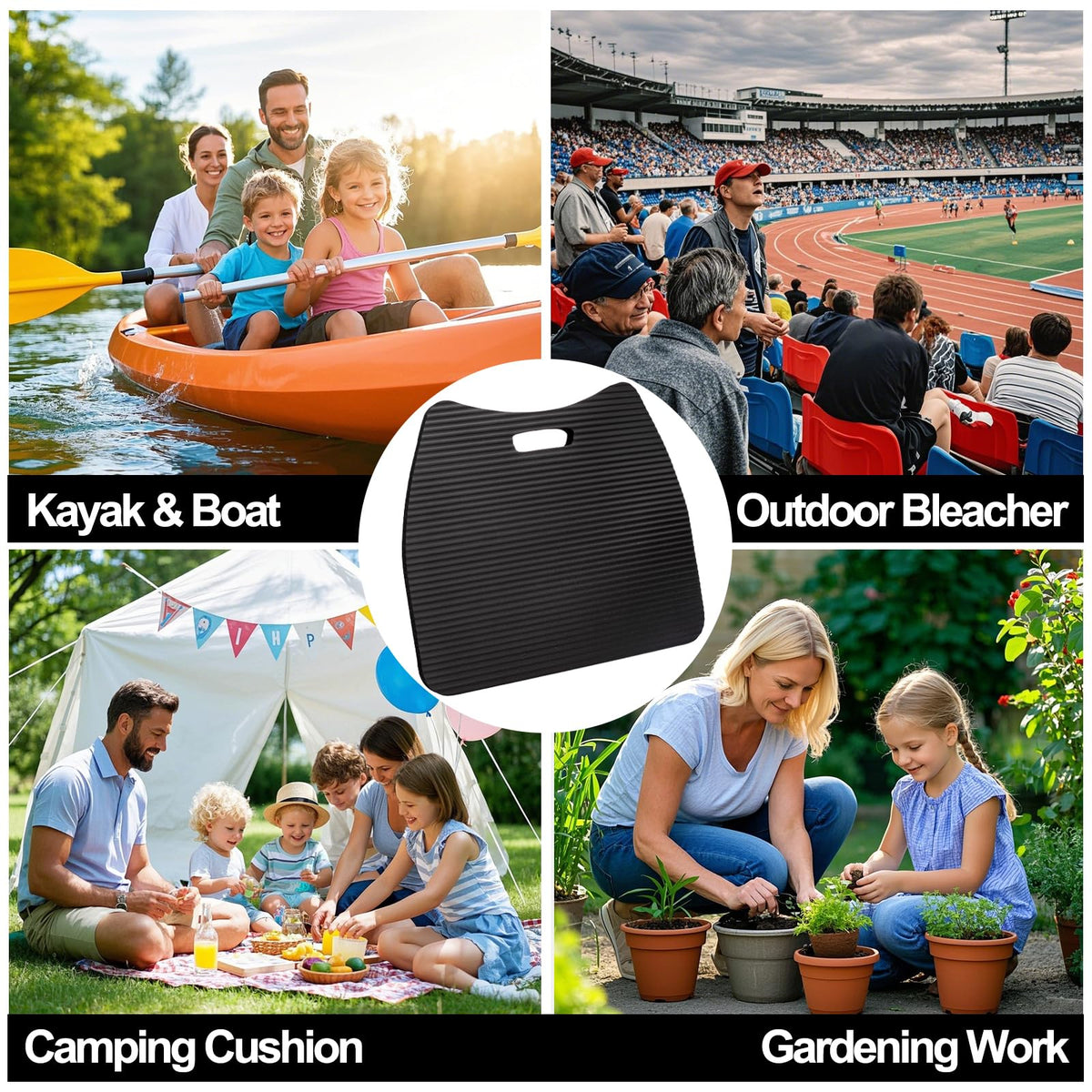4 Pack Waterproof Portable Foam Stadium Seat Cushion with Handle Z809804