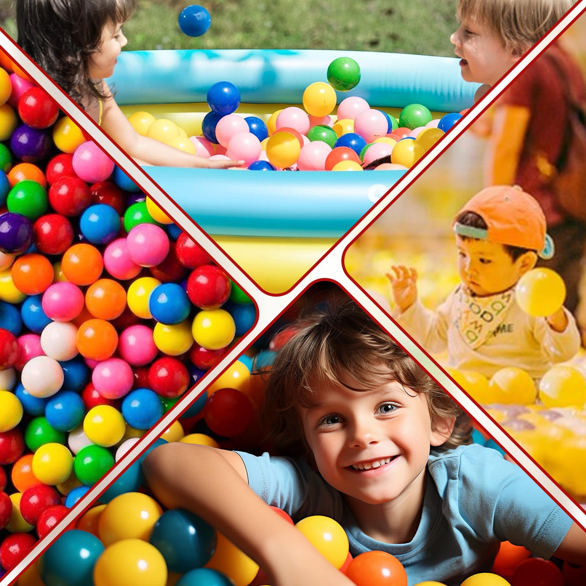 100pcs Crush Proof Plastic BPA Free Non-Toxic Play Balls U53699