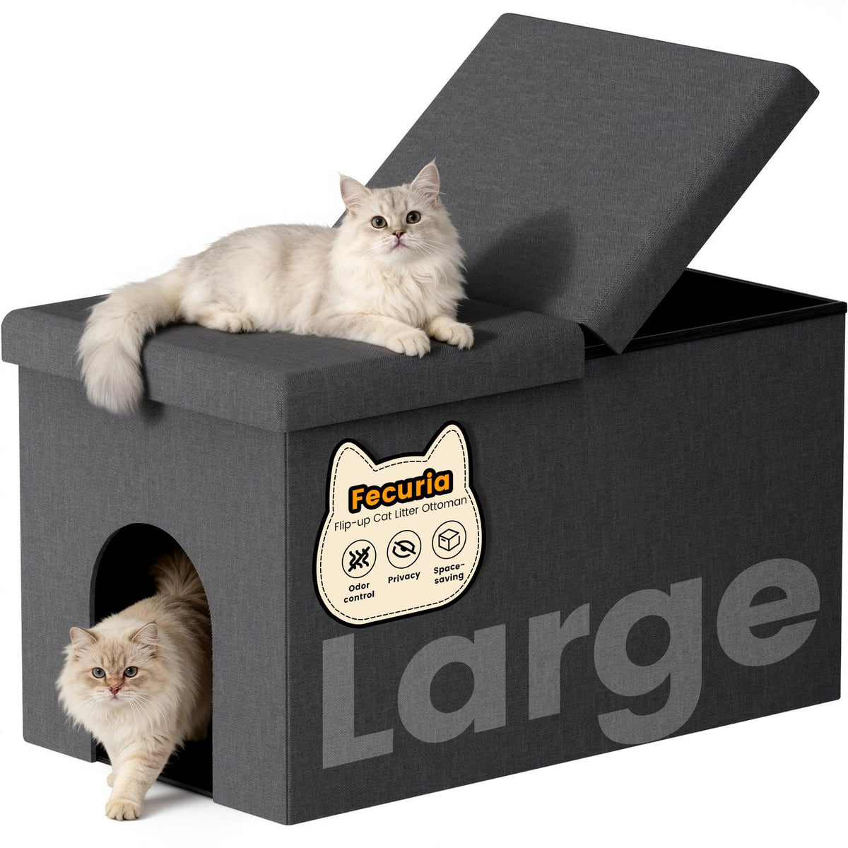 Dark Grey Cat Litter Box Enclosure V939452