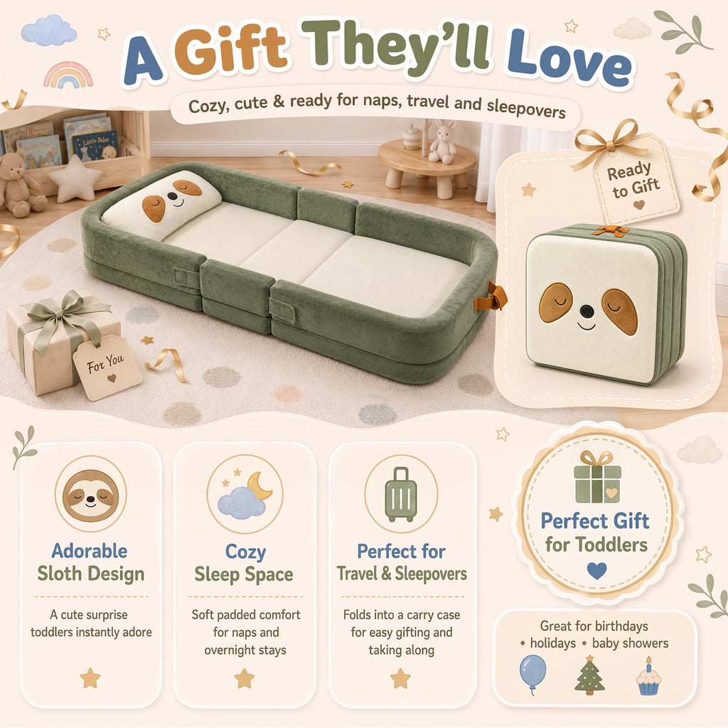 Foldable Portable Toddler Travel Bed with Pillow J1411