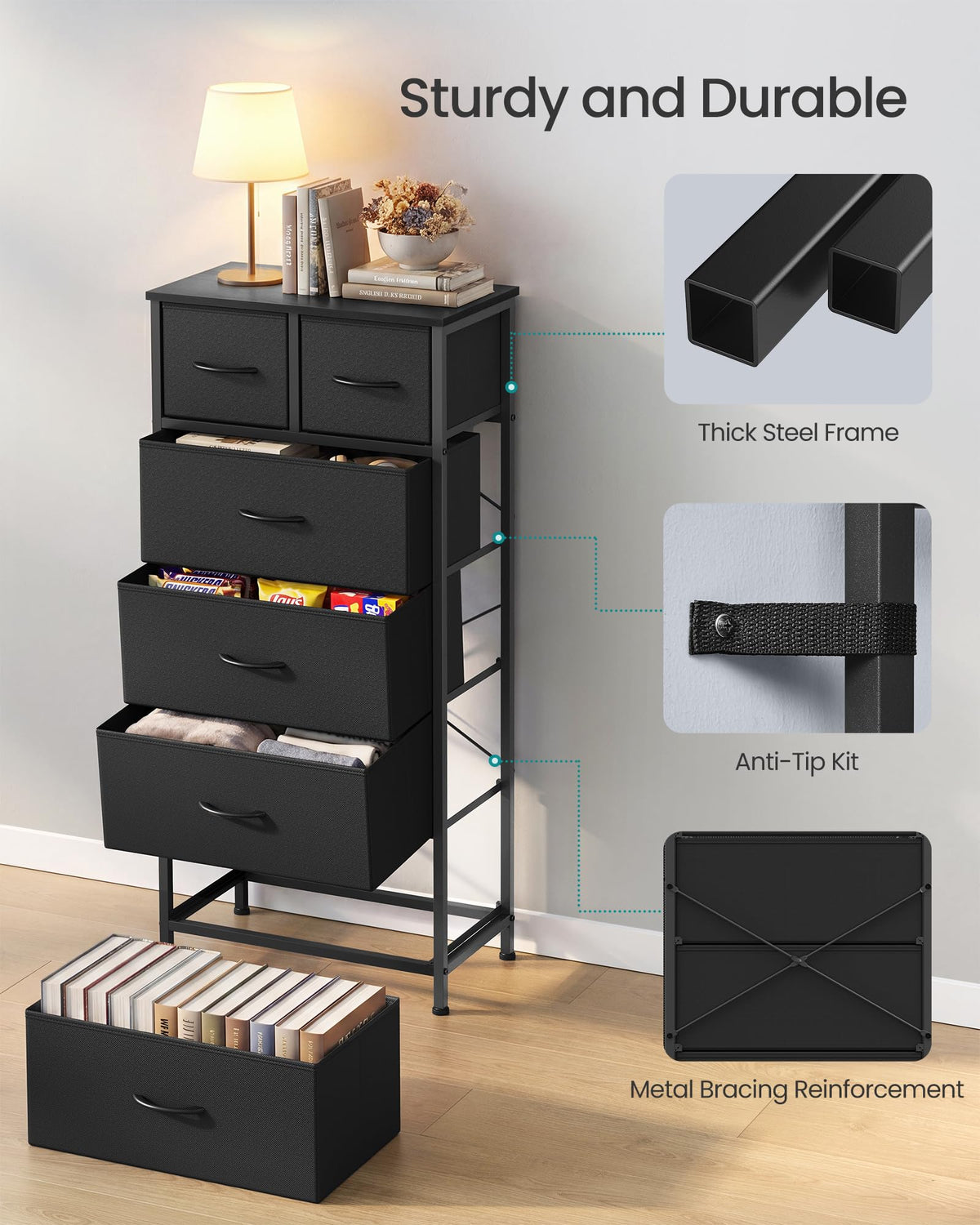 Tall Dresser with 6 Fabric Drawers H242776