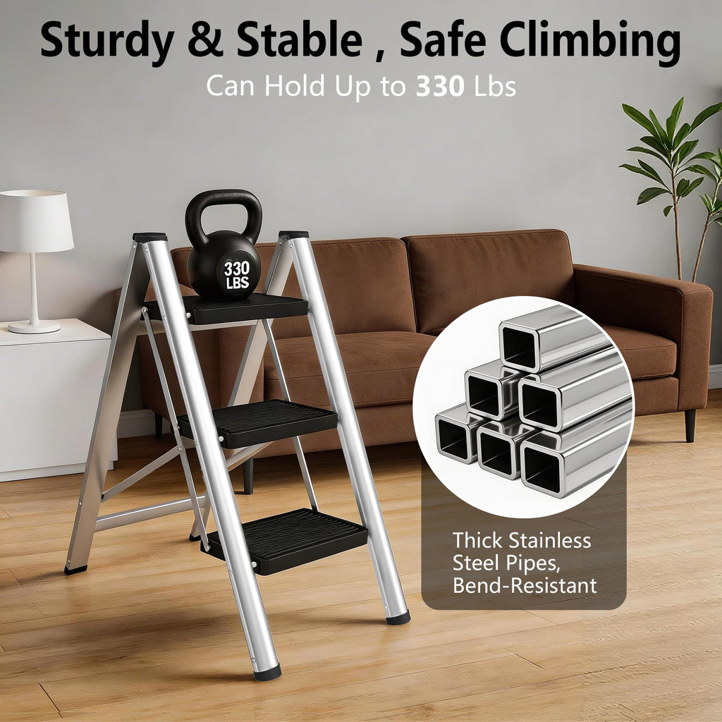 Folding Step Stool with Anti-Slip Pedals B8354
