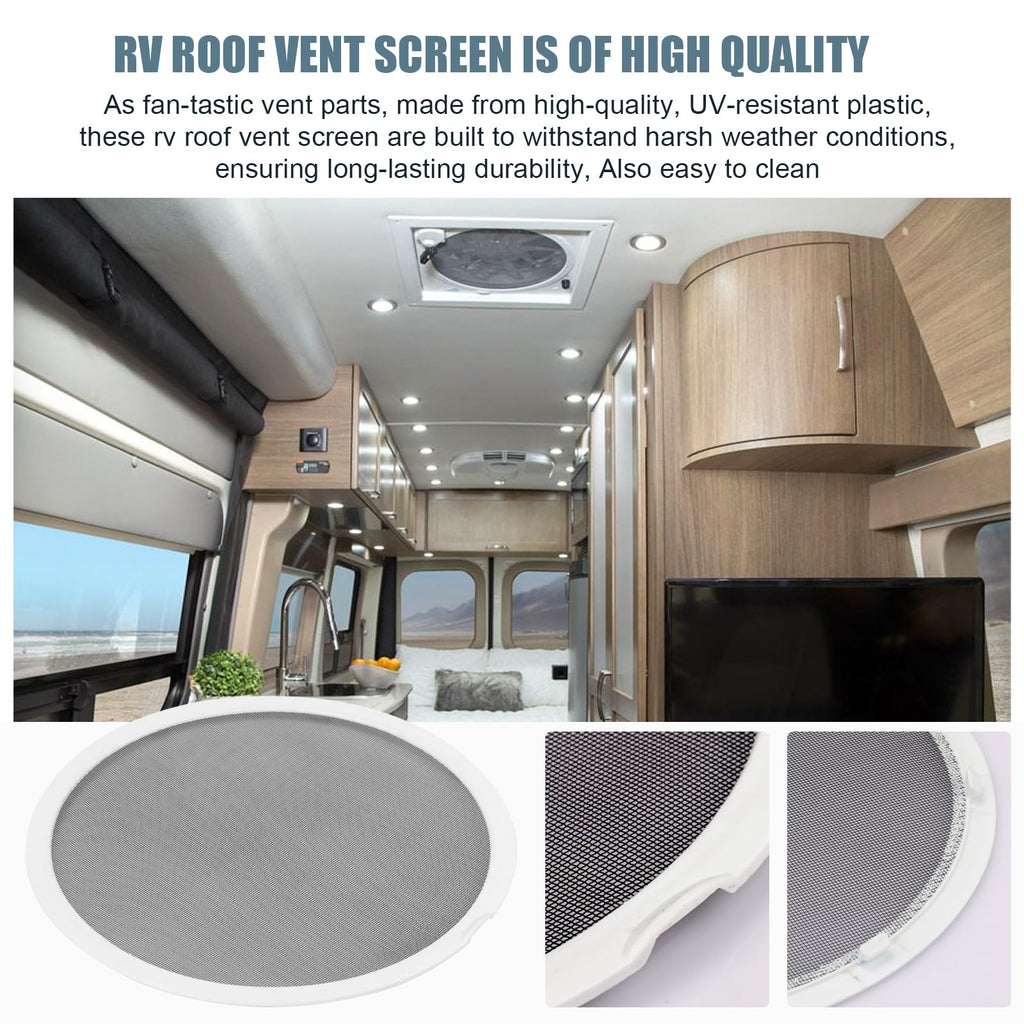 White 2PCS RV Vent Screen Roof Fan Frame Parts W404733