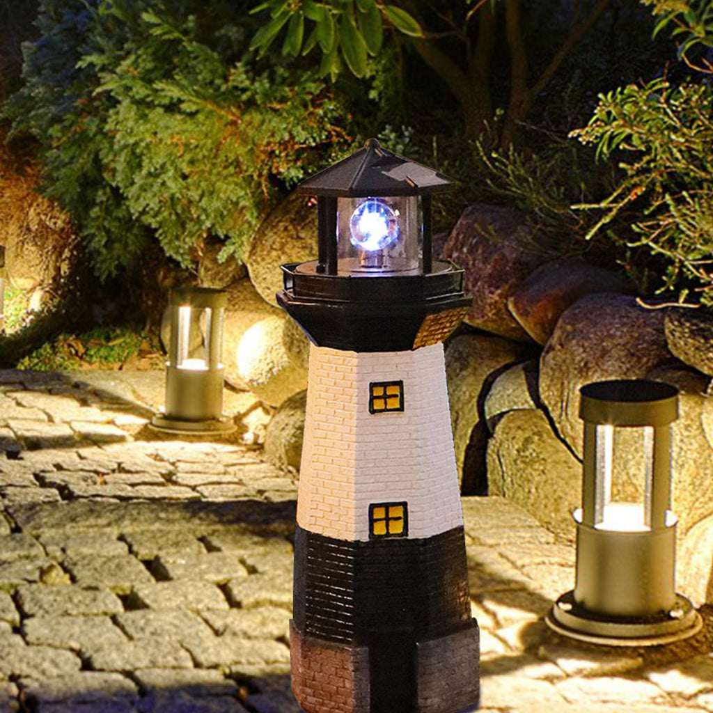 Solar Powered Lighthouse Garden Light with Rotating Beacon E27400