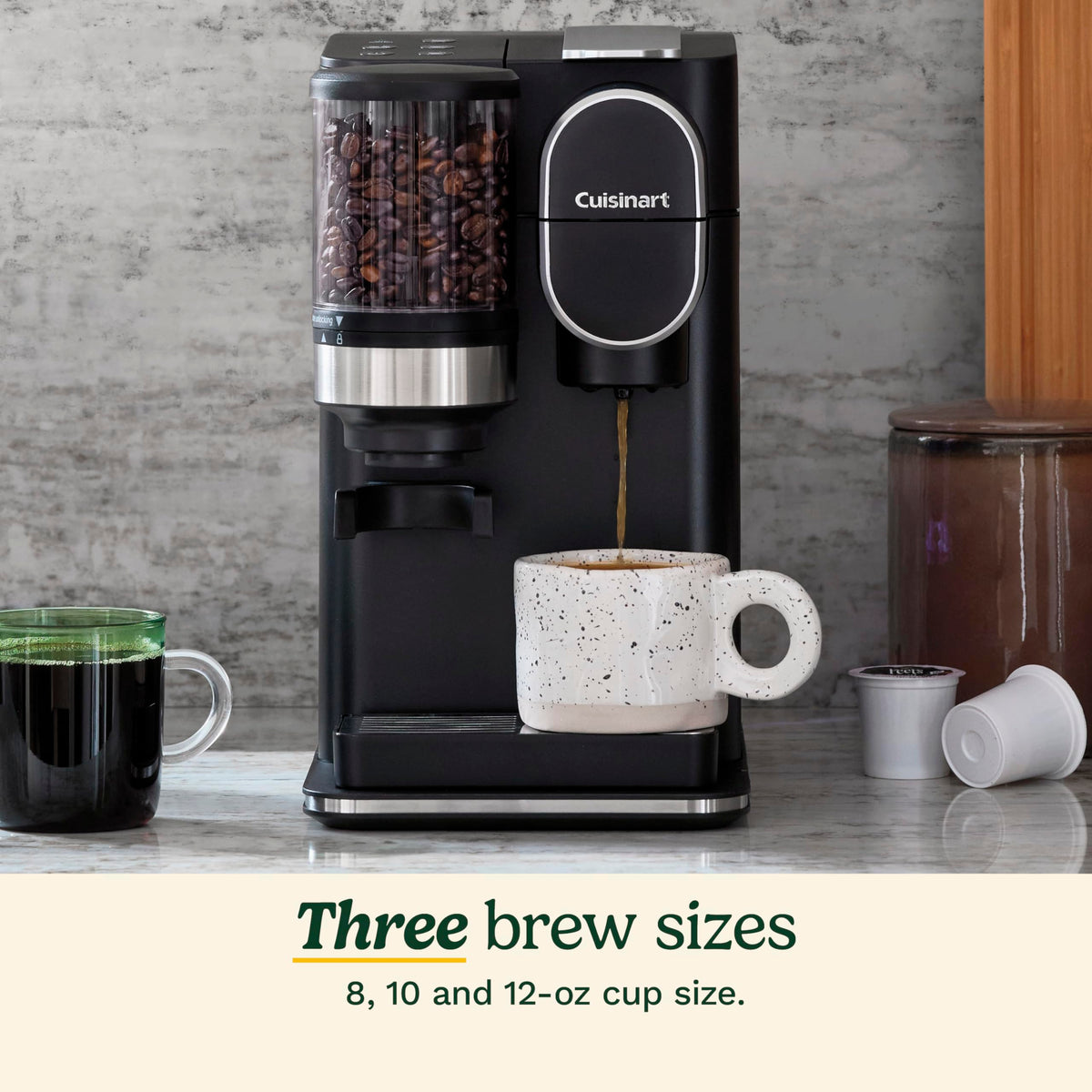 Single-Serve Coffee Maker + Coffee Grinder with 48-Ounce Removable Reservoir, Stainless Steel Q278365
