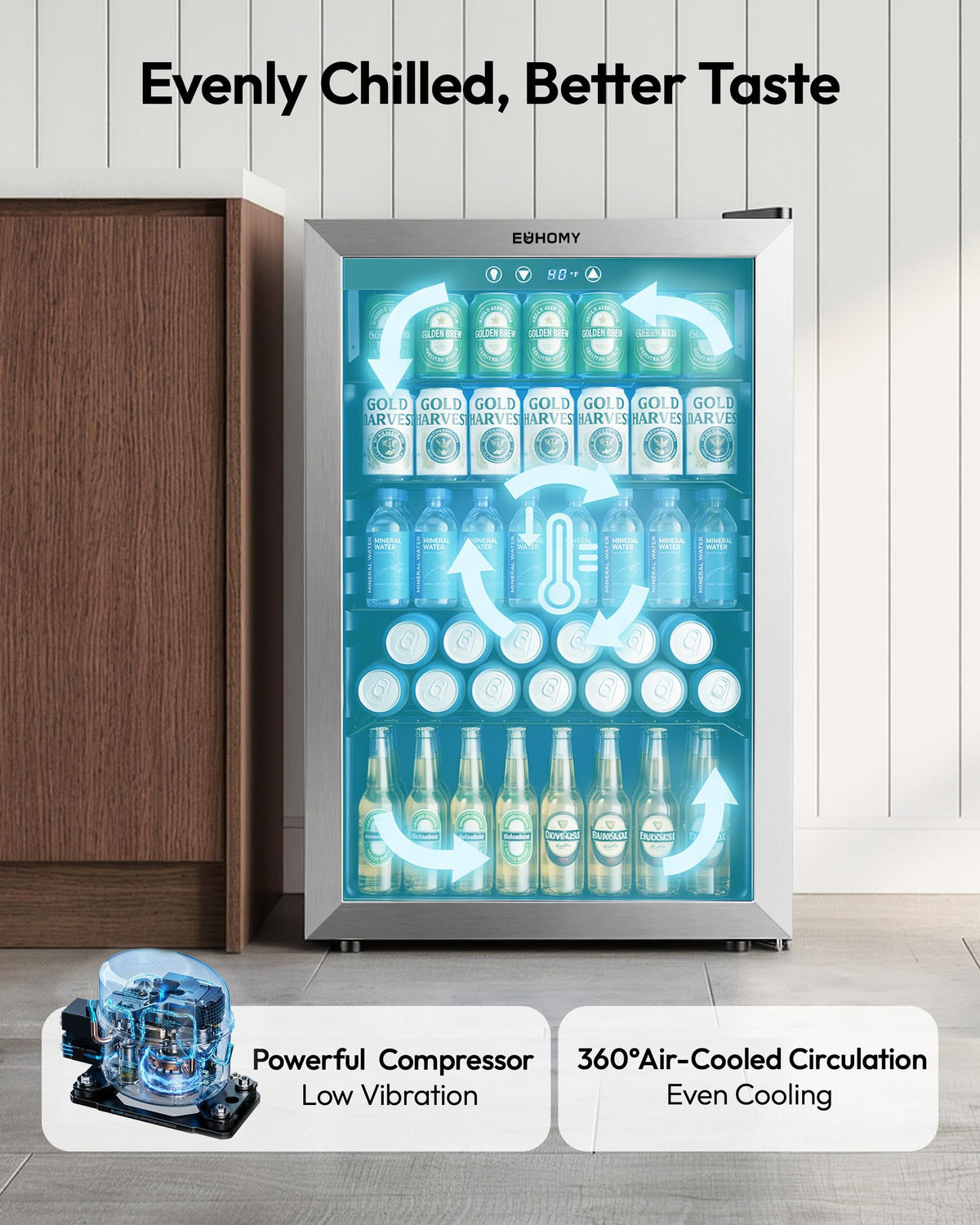 145 Can 4.5 Cu.ft Mini Fridge with Glass Door K2081