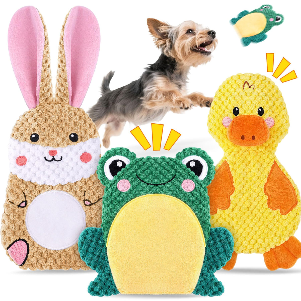 3 Pack No Stuffing Squeaky Crinkle Dog Toys L67418
