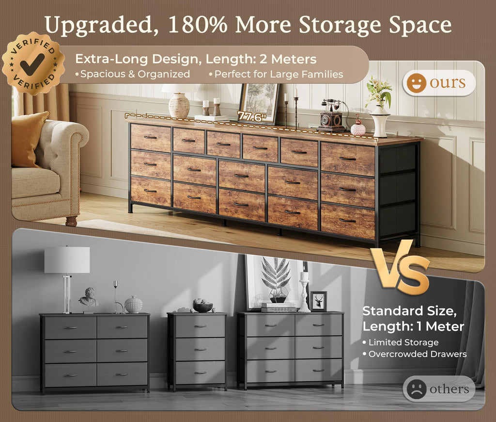77.6" 16 Drawer Fabric Dresser K278110