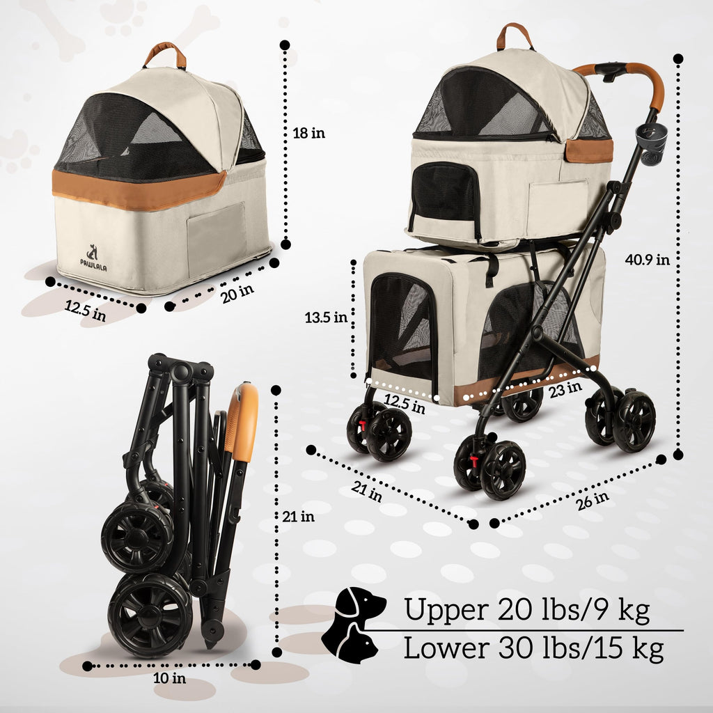 Double Pet Stroller with Detachable Carriers F91732