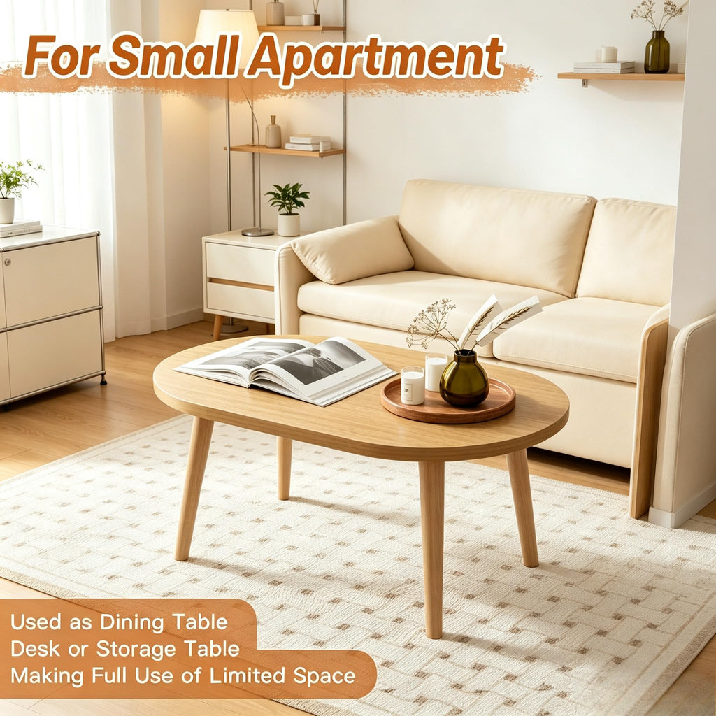 Small Oval Coffee Table with Solid Wood Legs R22170