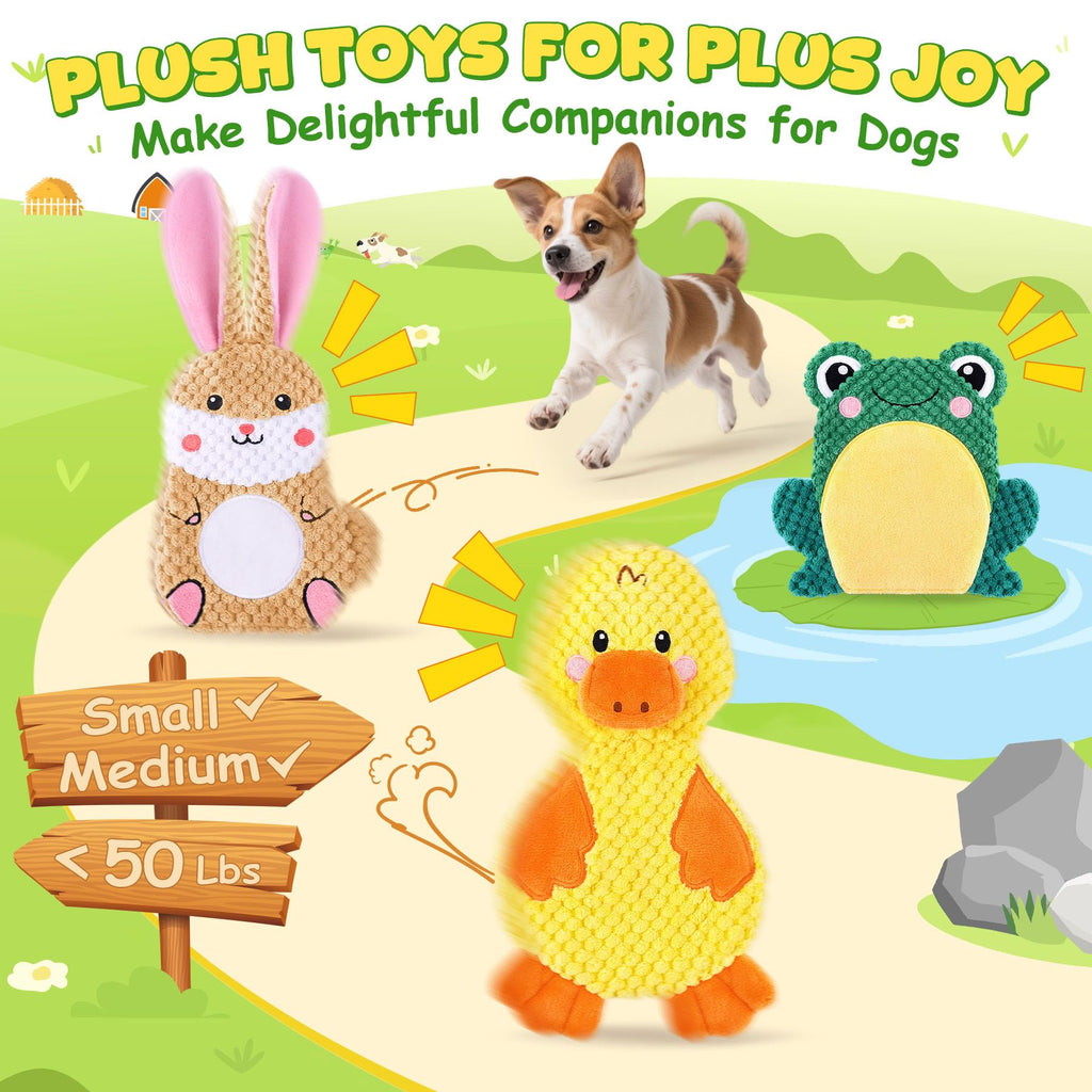 3 Pack No Stuffing Squeaky Crinkle Dog Toys L67418
