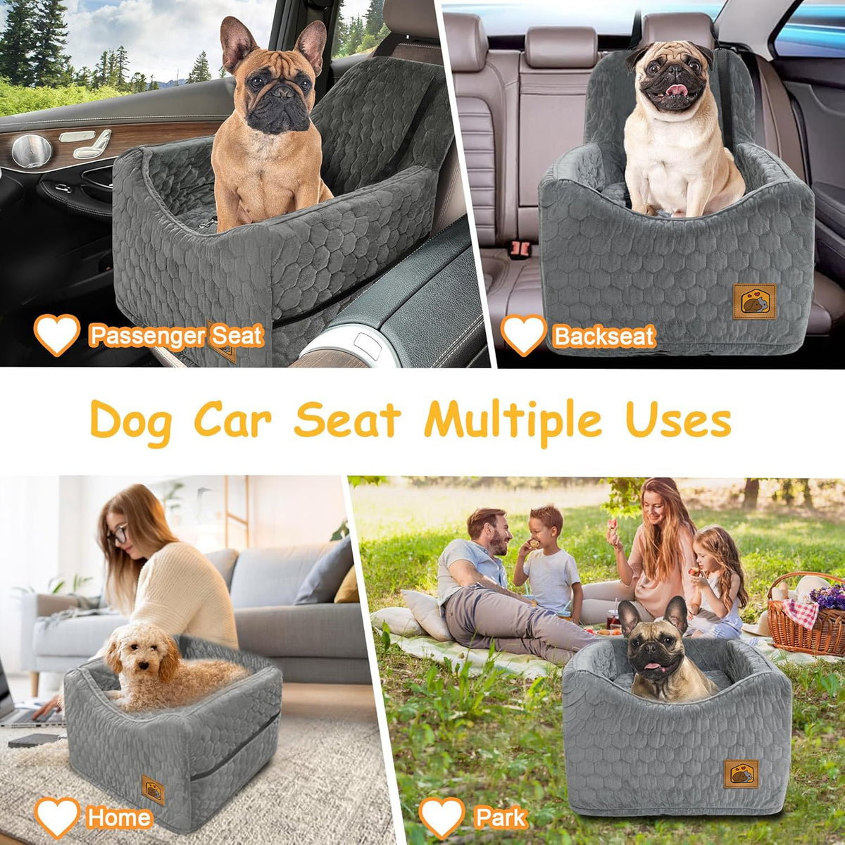 Memory Foam Dog Booster Seat with Washable Removable Cover T466