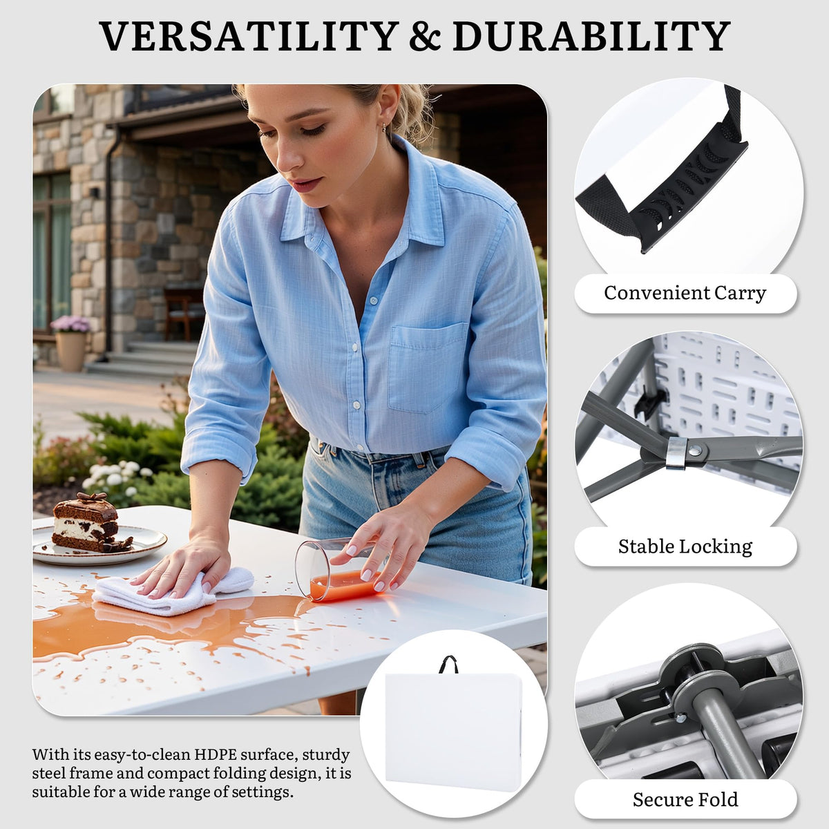 6ft Folding Table Heavy Duty D389