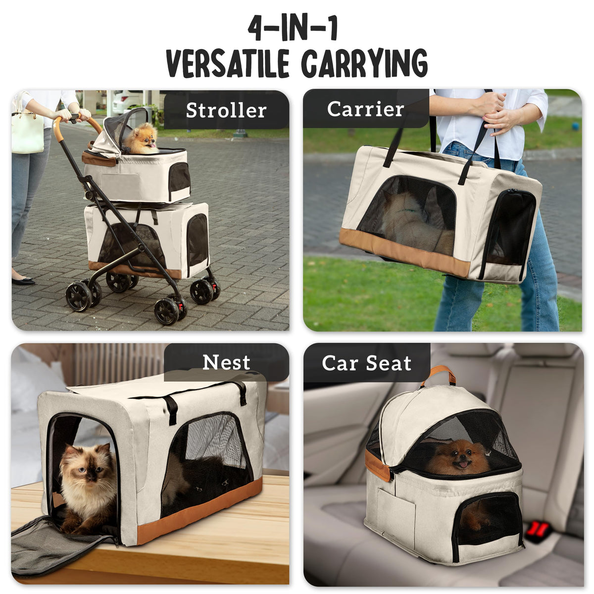 Double Pet Stroller with Detachable Carriers F91732