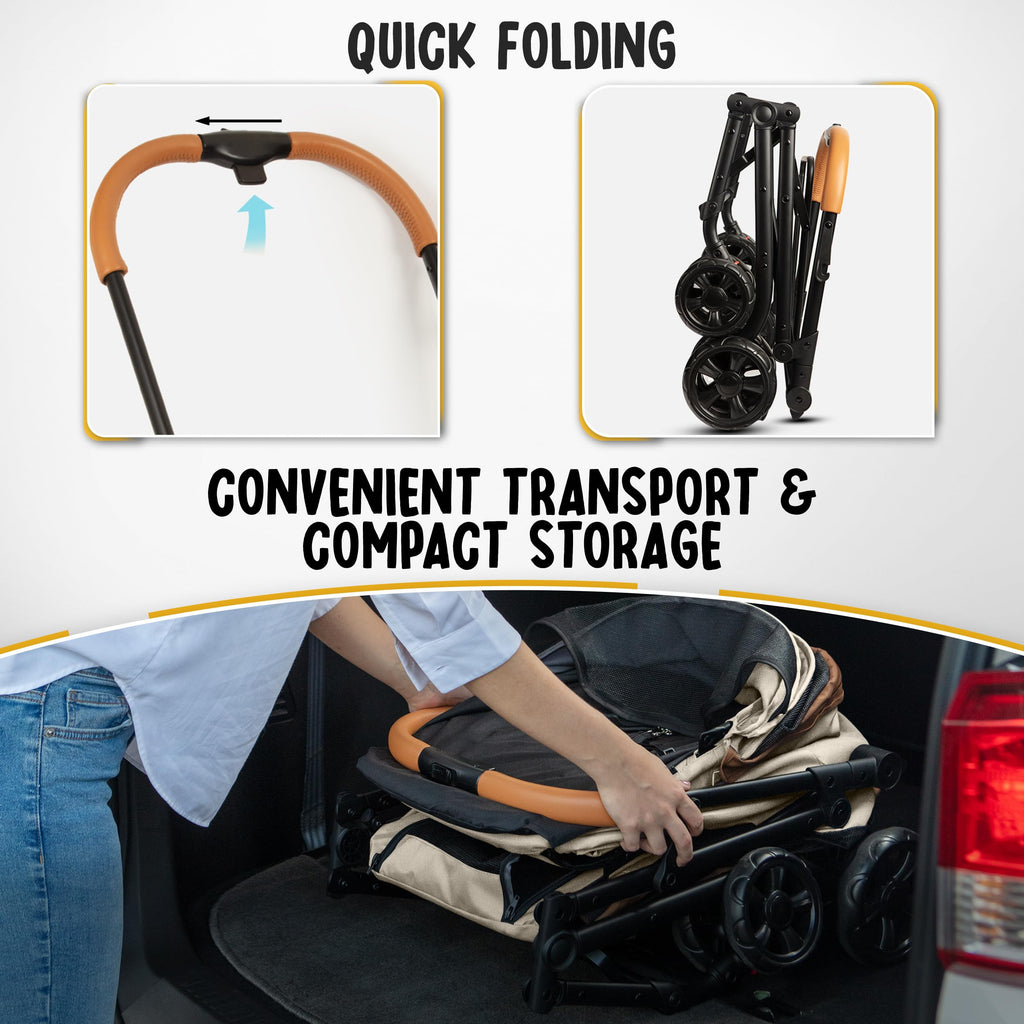 Double Pet Stroller with Detachable Carriers F91732