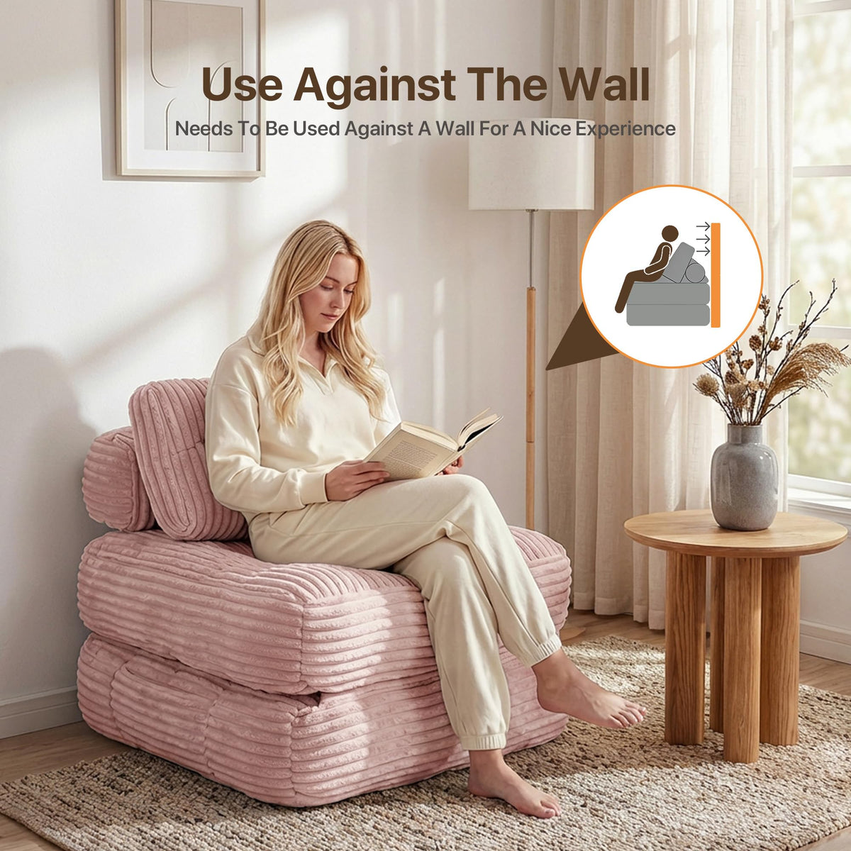 Pink Folding Sofa Bed O48991