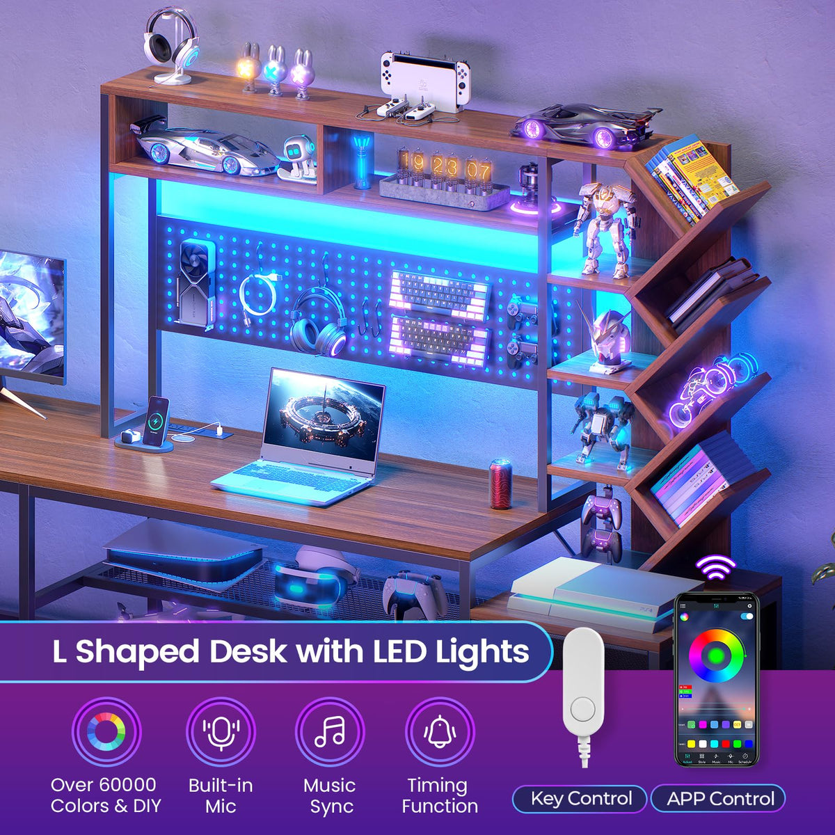 L Shaped Office Desk with Drawers and Hutch J9006