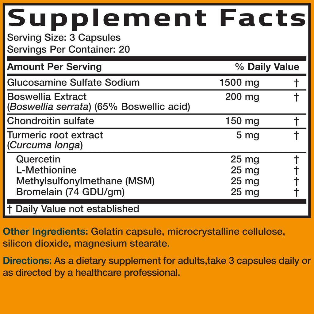 Glucosamine Chondroitin Turmeric & MSM Joint Support, 60 Capsules Y4035
