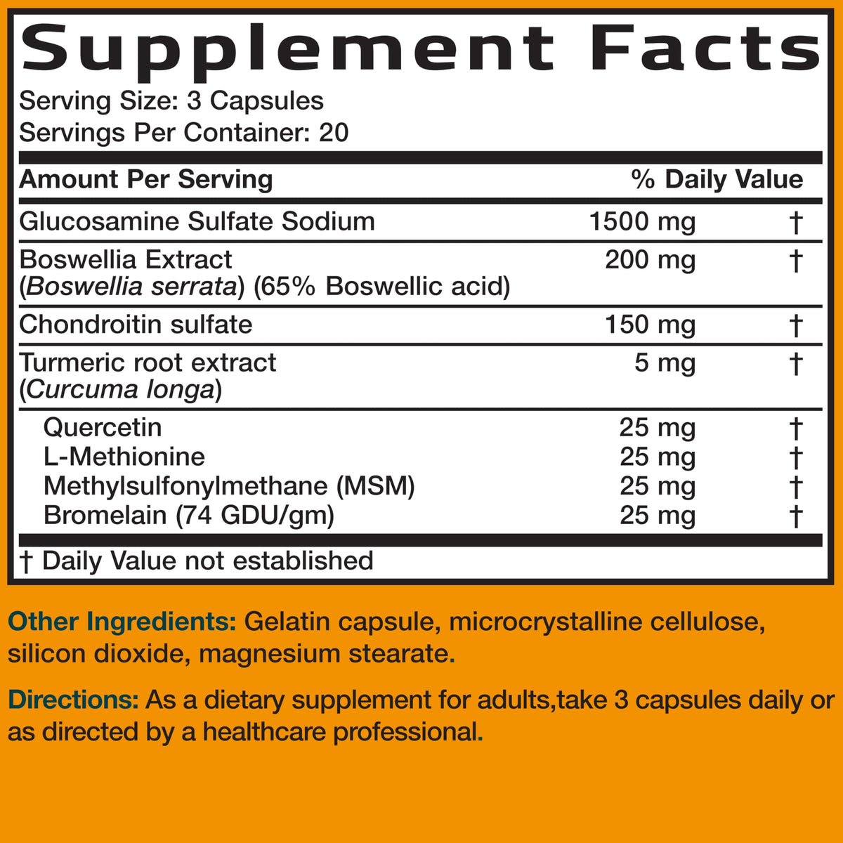 Glucosamine Chondroitin Turmeric & MSM Joint Support, 60 Capsules Y4035