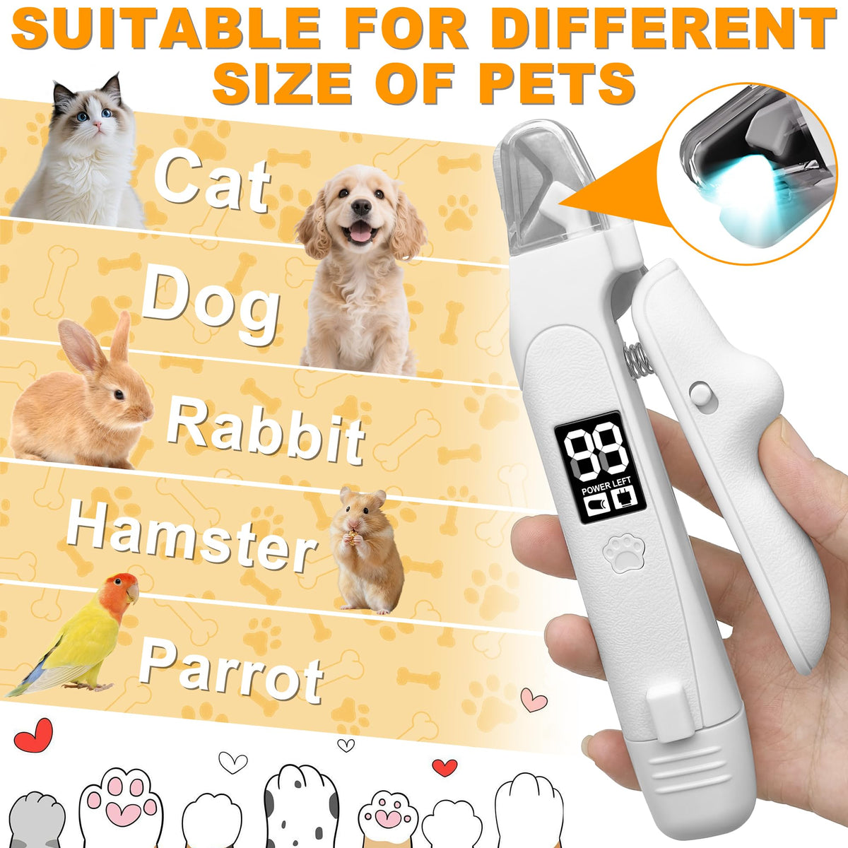 Dog Nail Clippers & Grinder with LED Light Y48606