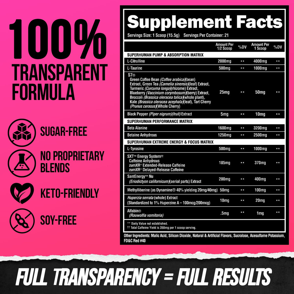 High Stim Pre Workout Powder with Beta Alanine & Caffeine (21 Servings) H378253