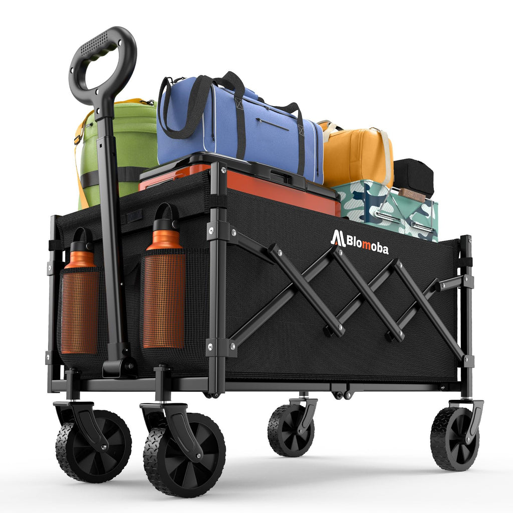 Folding Wagon Cart with Wheels, 220lbs, Black U73578