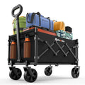Folding Wagon Cart with Wheels, 220lbs, Black U73578