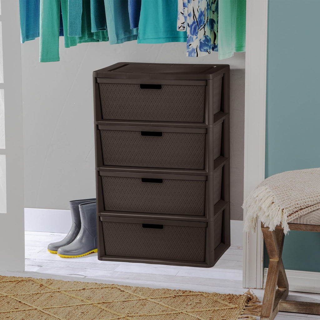 4 Drawer Plastic Storage Tower Brown F742