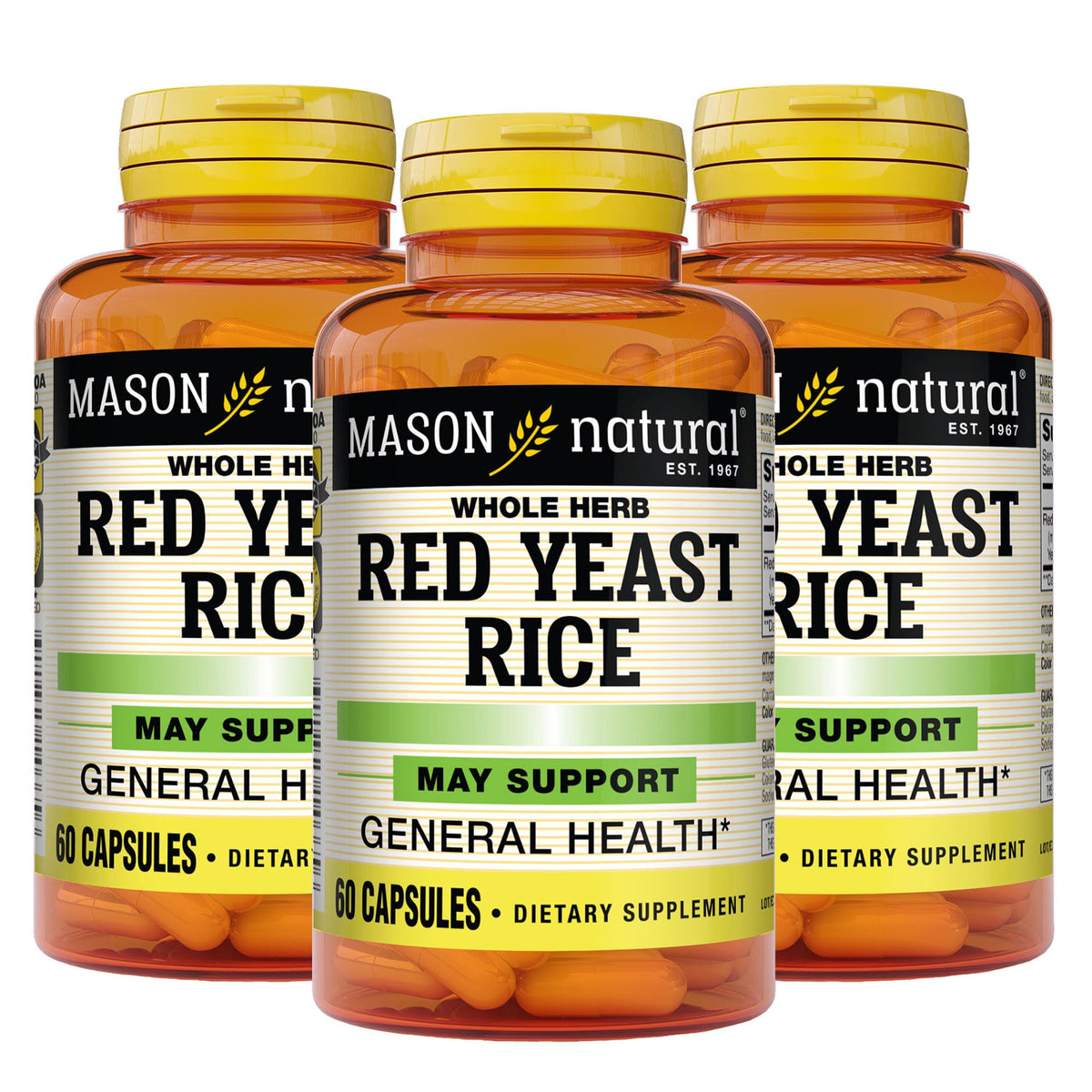 Red Yeast Rice Herbal Supplement 60 Capsules Pack of 3 Q85312
