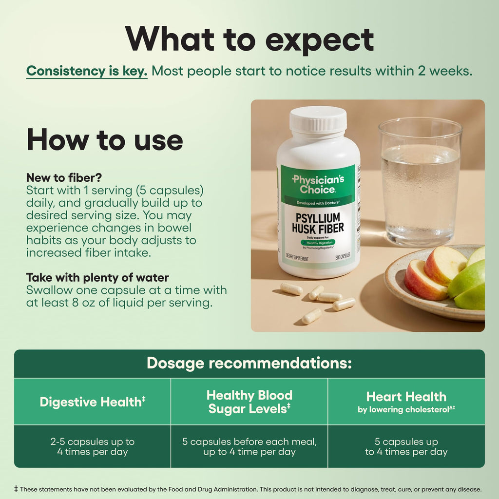 Vegan Psyllium Husk Fiber 300 Capsules H182