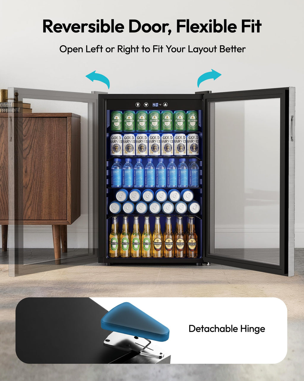 145 Can 4.5 Cu.ft Mini Fridge with Glass Door K2081