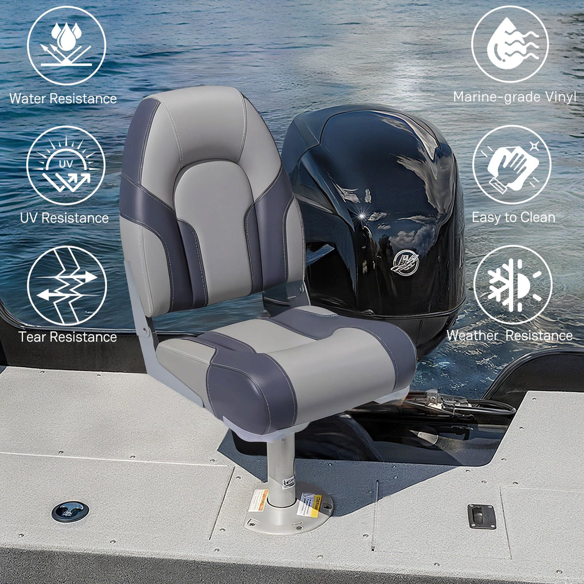 2 Pack High Back Folding Boat Seats X1124