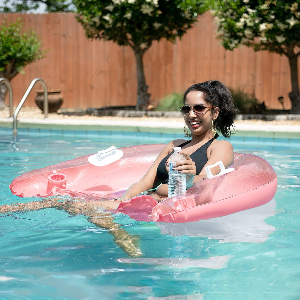 Inflatable Pool Chair Float 2 Pack with Drink & Phone Holder N865949