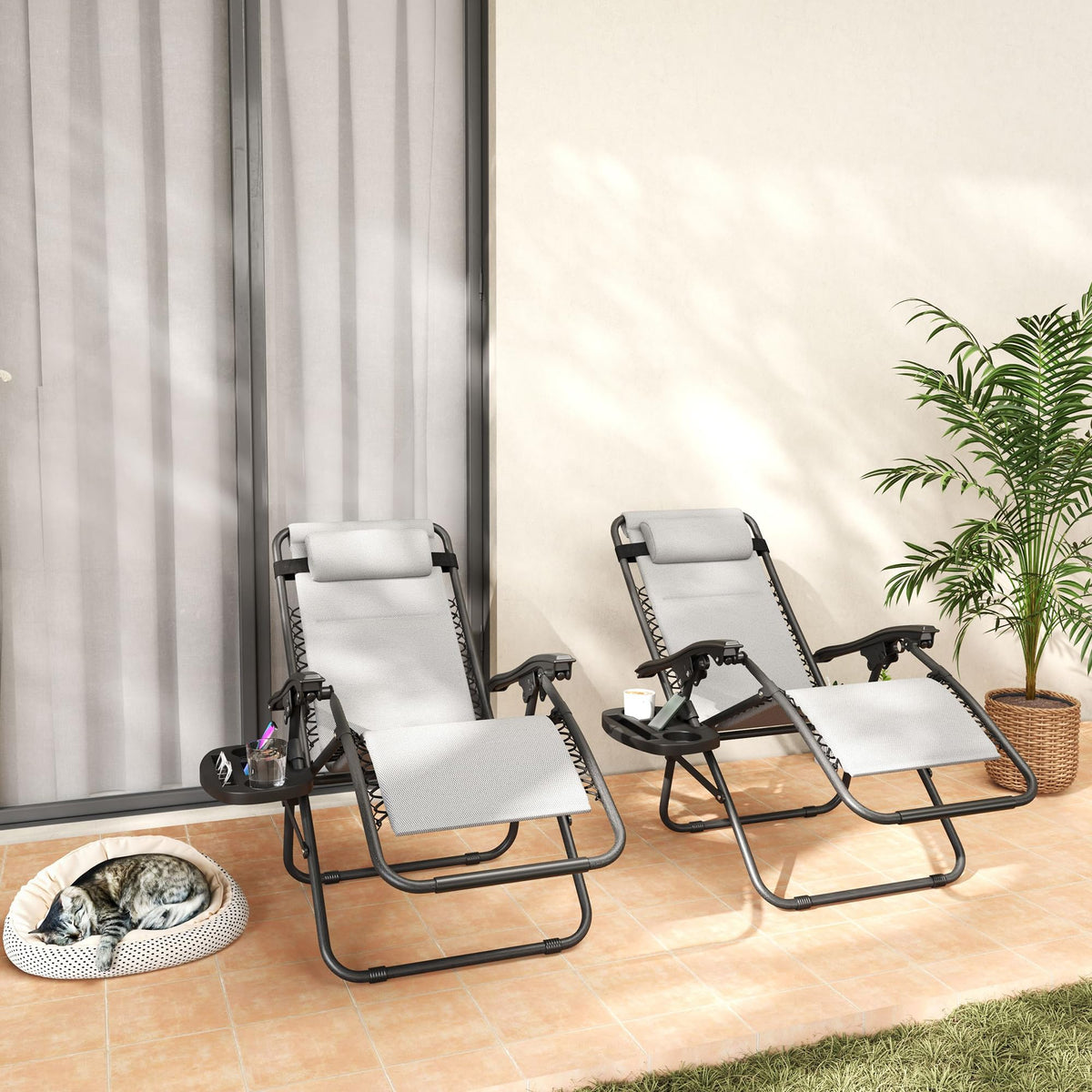 Zero Gravity Chairs Set of 2 Light Gray G652103