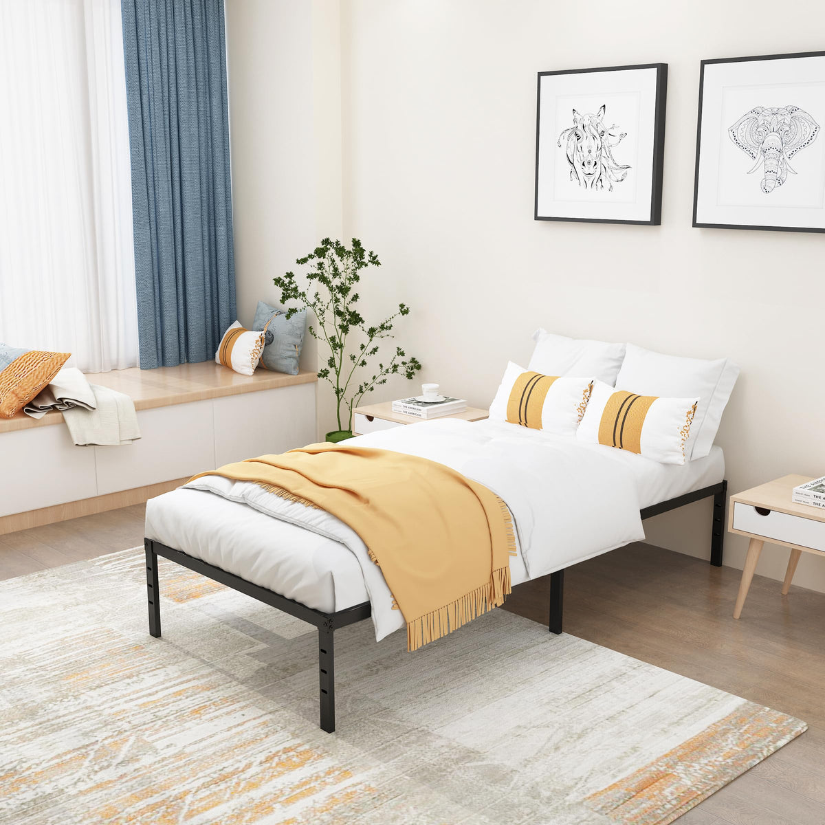 Twin XL 18 Inch Metal Platform Bed Frame M341