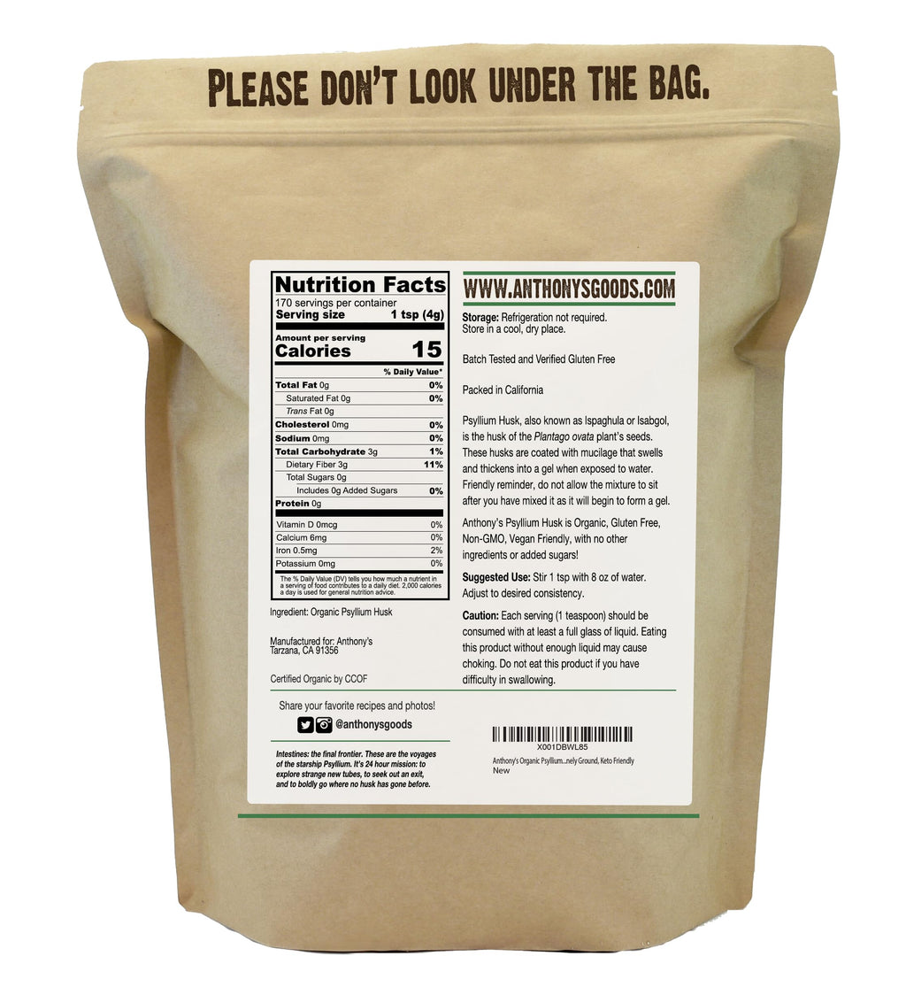Organic Psyllium Husk Powder, 1.5 lb, Gluten Free, Non GMO Q21024
