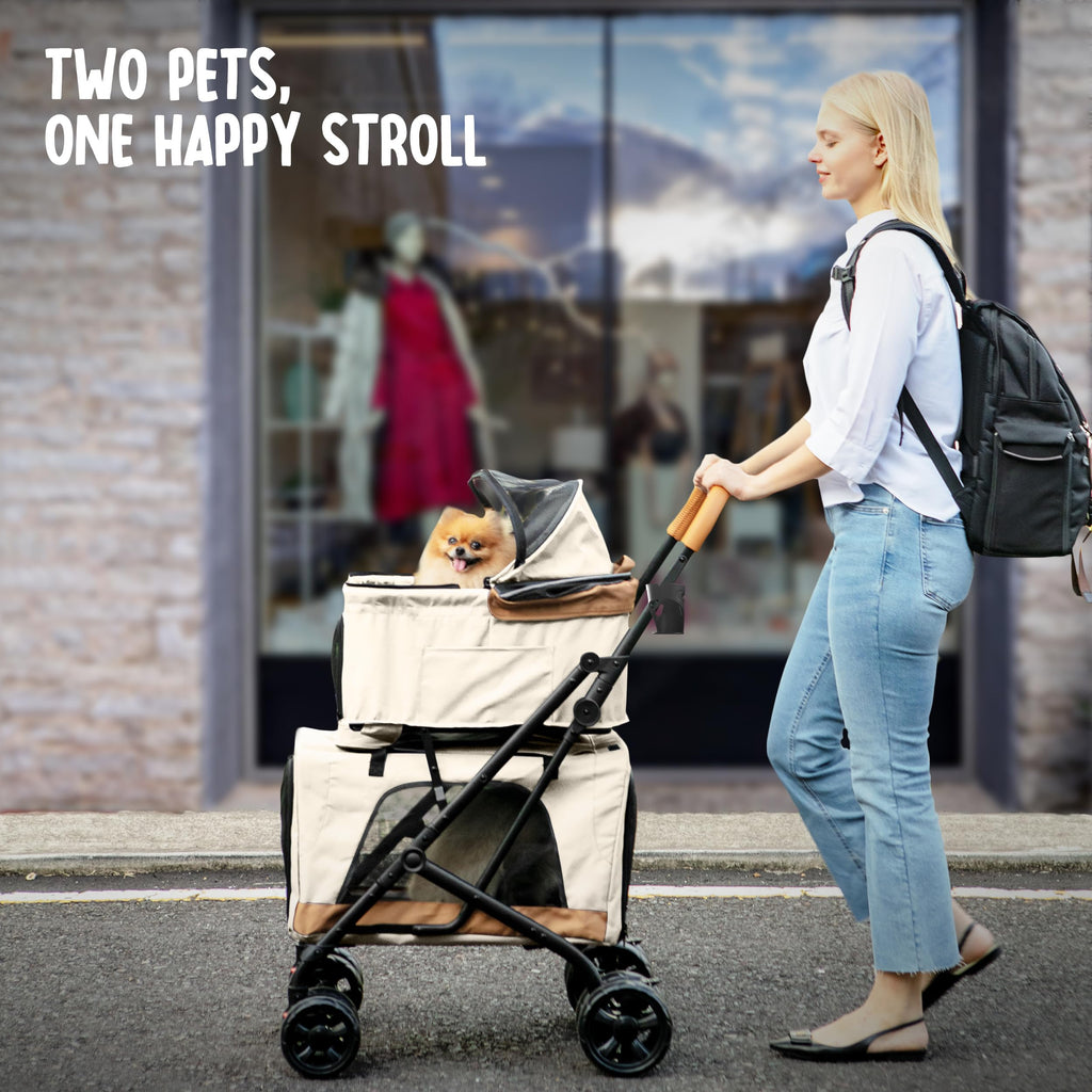 Double Pet Stroller with Detachable Carriers F91732