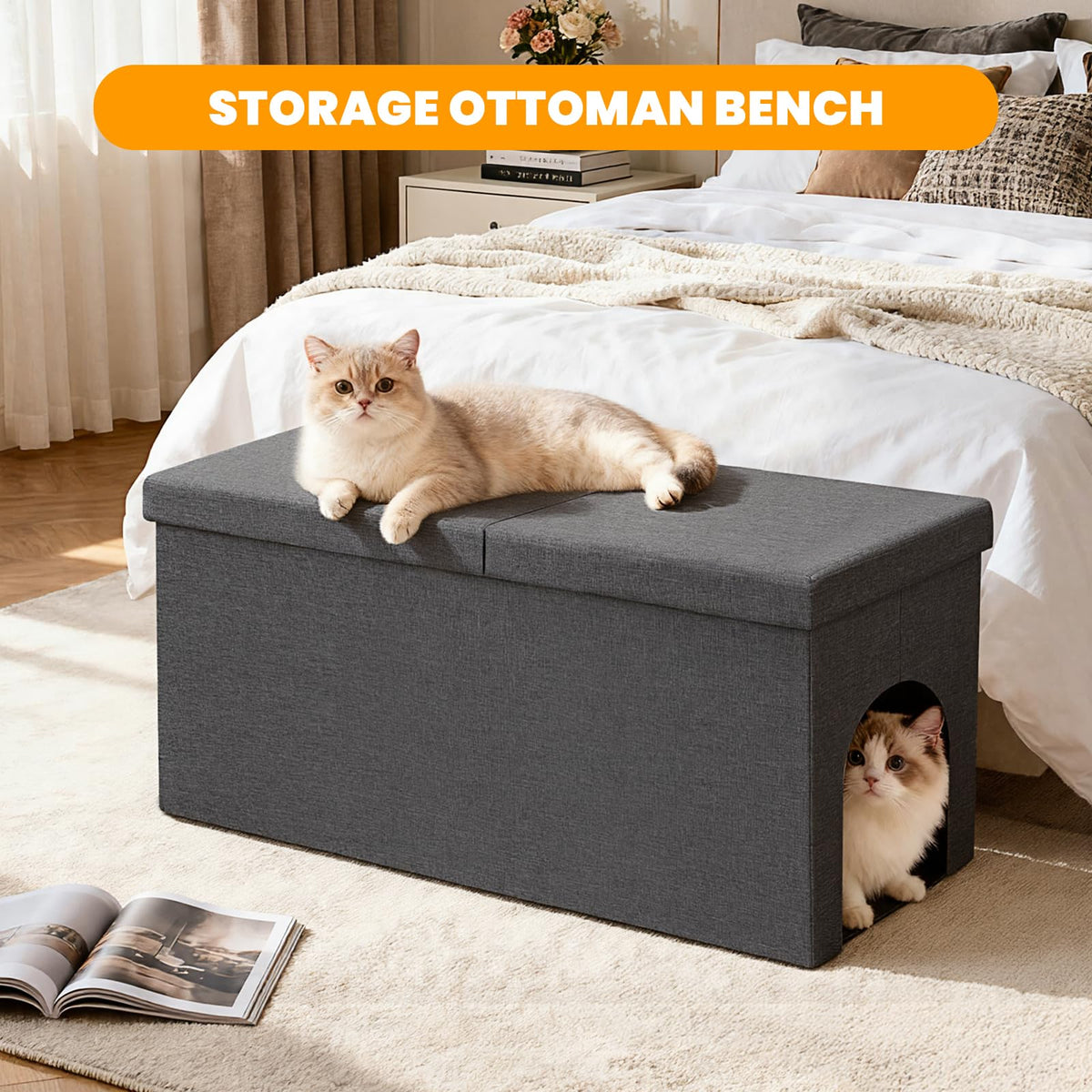 Dark Grey Cat Litter Box Enclosure V939452
